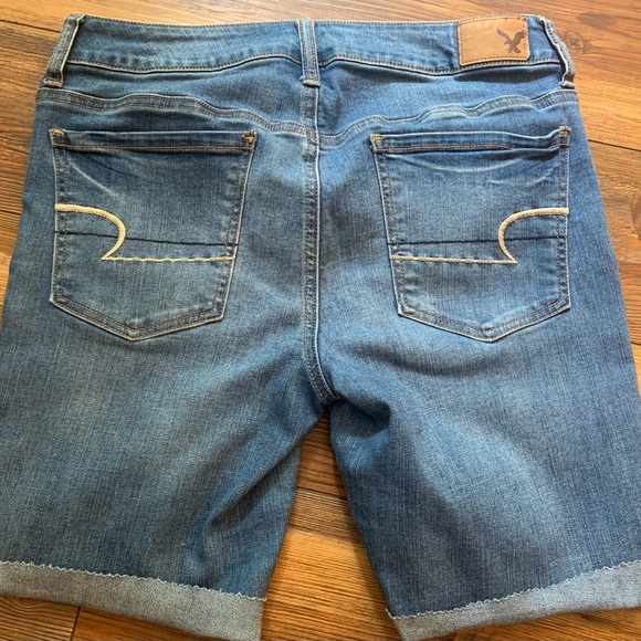American Eagle Cut Off Jegging Shorts Sz 10 Mid Rise Rolled Cuff Repurposed - Picture 12 of 13